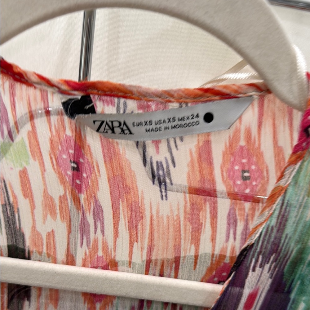 Zara Multicolor Sheer Blouse and pants